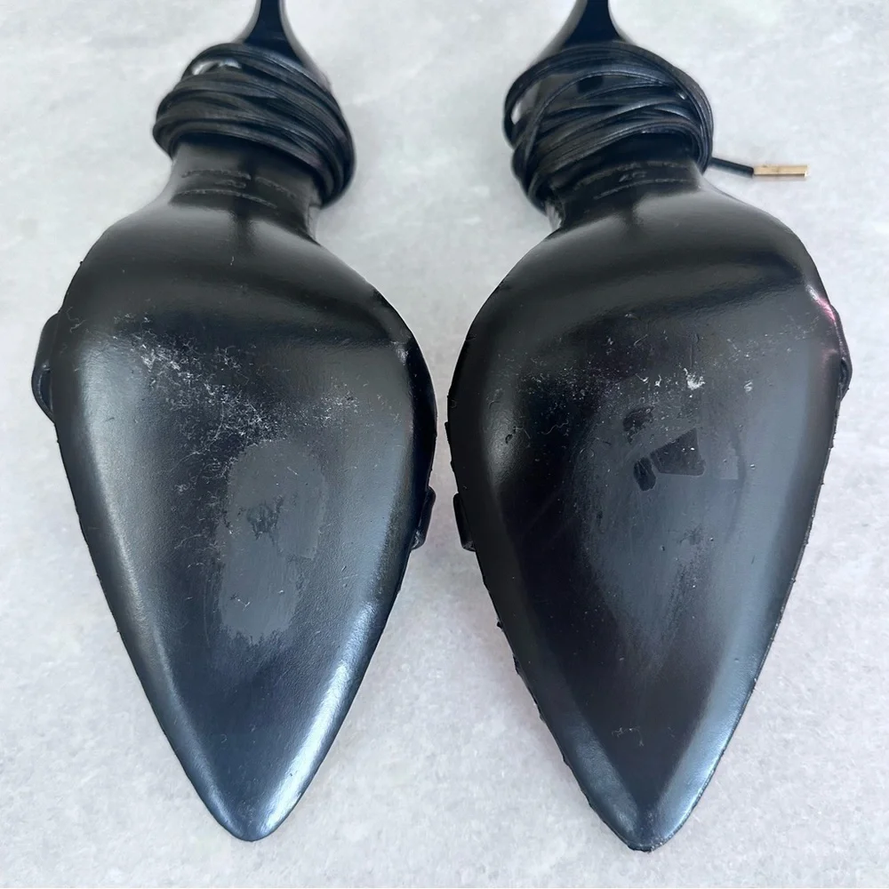 Rich Sandal by Jessica Rich Black Stiletto Lace Up Heels Size 40 / 9.5 - Picture 10 of 16